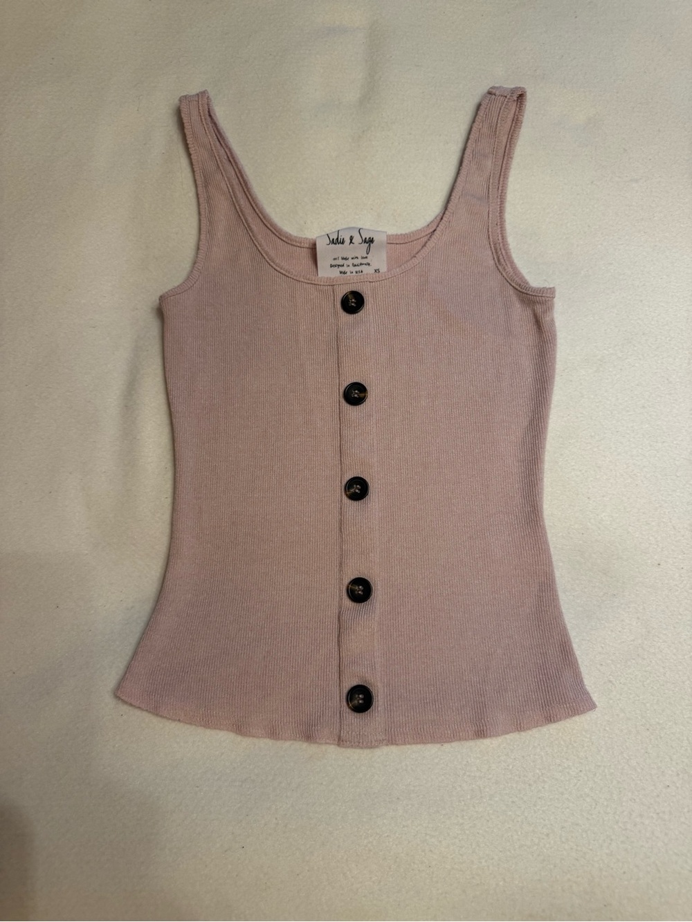 Sadie & Sage Blush Ribbed Button-Front Tank